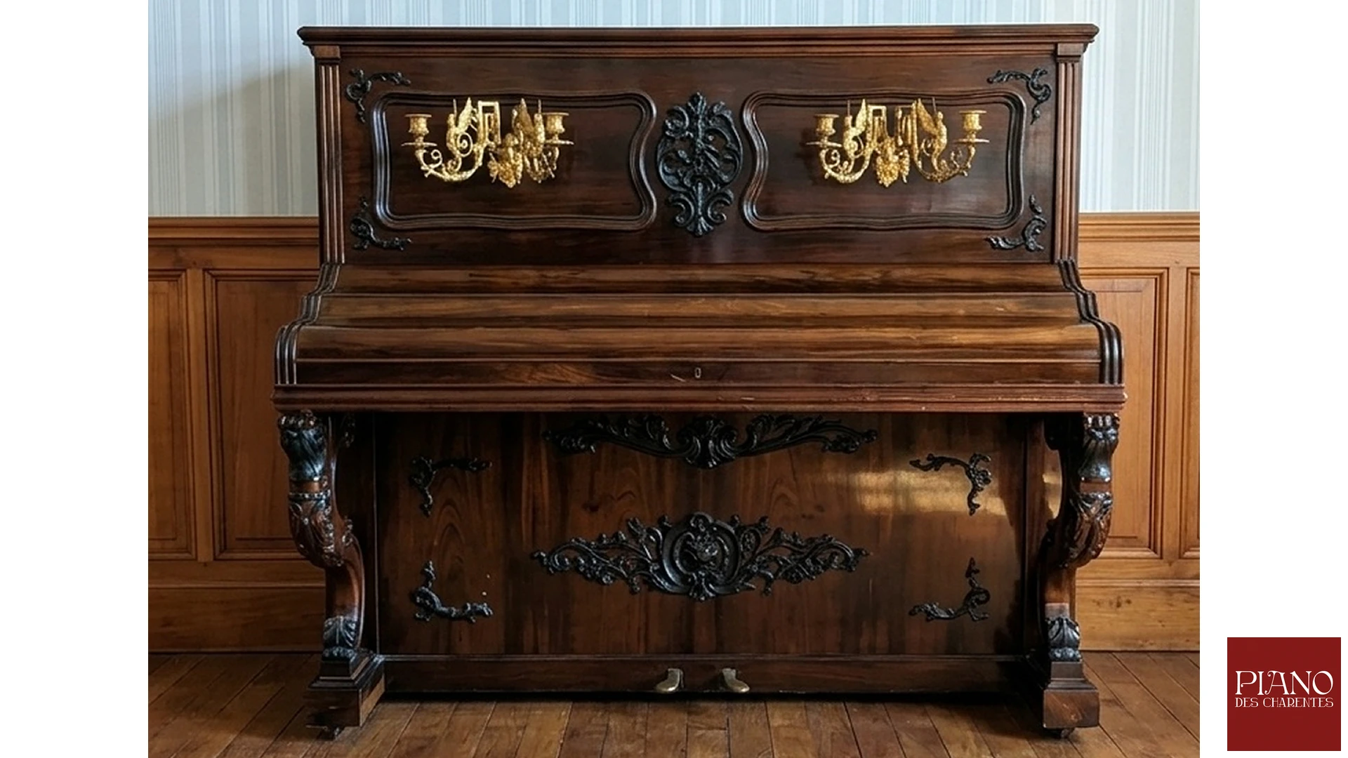 Piano droit ERARD 1899 N°9 oblique en palissandre frisé Piano droit ERARD 1899 N°9 oblique en palissandre frisé